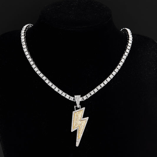 Iced Out Lightning Pendant Necklace