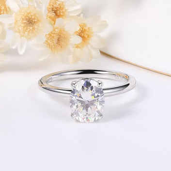 Oval-cut Hidden Halo Moissanite Ring