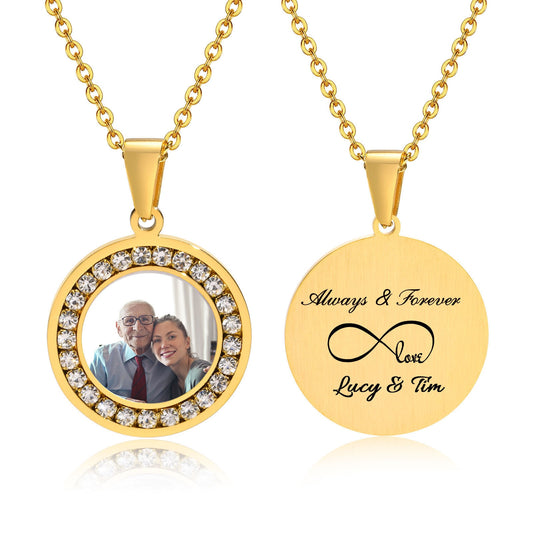 Personalized Photo Necklace with Cubic Zirconia