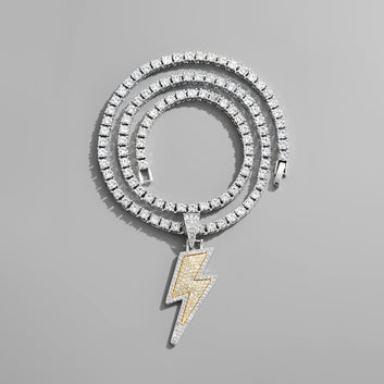 Iced Out Lightning Pendant Necklace