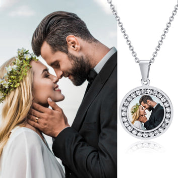 Personalized Photo Necklace with Cubic Zirconia