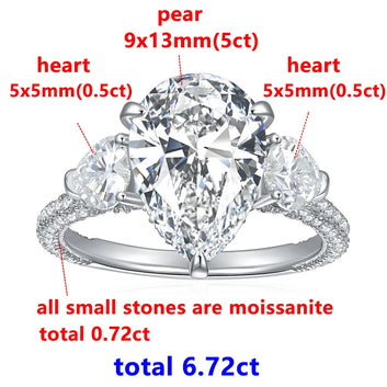 Pear Moissanite Ring (6.72ct)