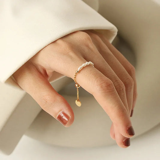 French Retro Pearl Chain Ring